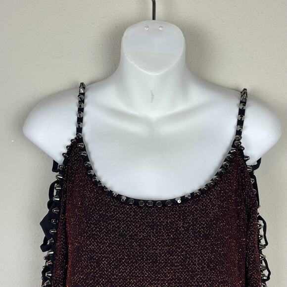 A.Z.I Jeans Black Glitter‎ Top S Lattice Cutout Sleeves Whimsigoth Punk Goth - Picture 4 of 8